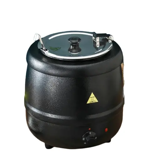 10L Commercial Electric Soup Warmer Kettle – 1000W Stainless Steel Unit With Black Housing & Sealed Lid 1