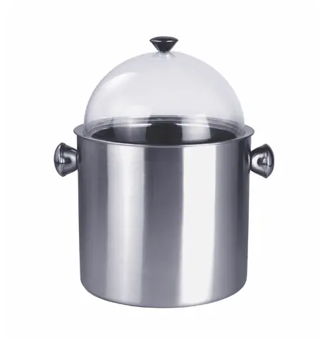 5-Liter Double-Wall Stainless Steel Ice Cream Dispenser With Clear Lid – 10" 1