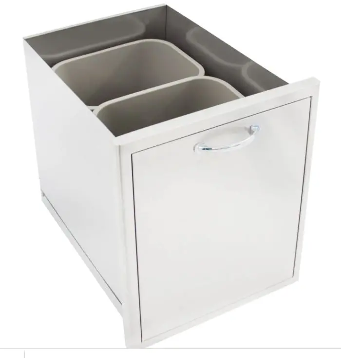 Blaze 20-Inch Roll-Out Dual Trash & Recycling Bin – Stainless Steel (Blz-Trec-Drw-H) 1