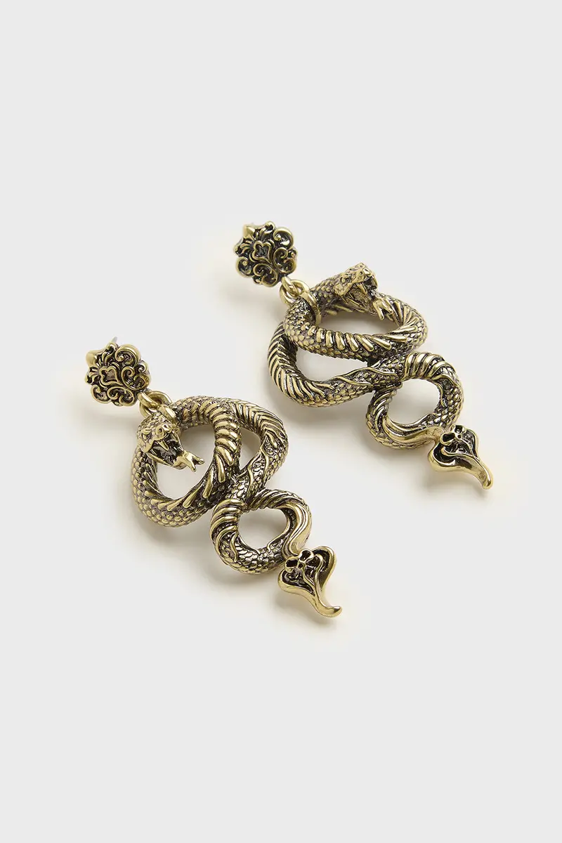 Deadly Coil Hoop-Style Earrings – Gold Tone 1