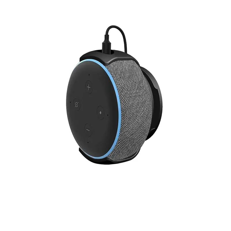 Foso Black Wall-Mount Bracket For Alexa Echo Dot 3Rd Gen – Sleek Speaker Holder With Integrated Cable Management 1