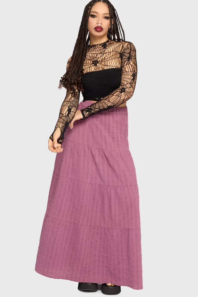 Gaia Adorned Textured Maxi Skirt – Earthy Aesthetic 1