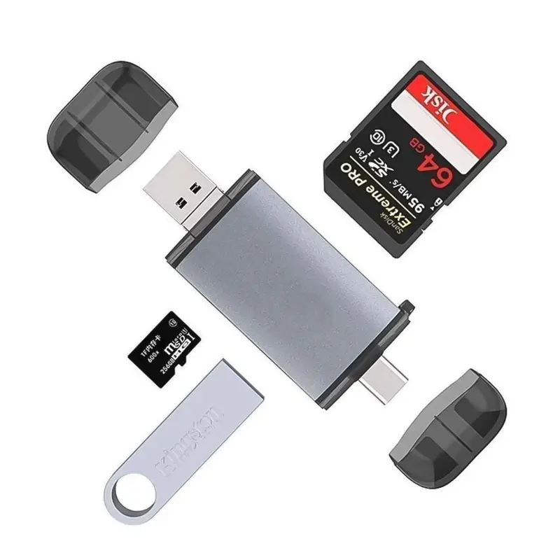 Gigamax Plus T-933A 3-In-1 Otg Card Reader: Usb-C, Usb-A, Micro-Usb 1