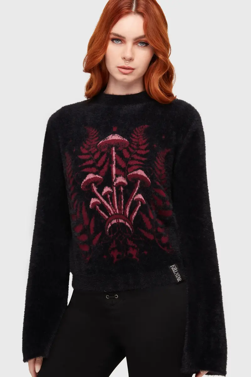 Gravebloom Oversized Crochet-Trim Sweater 1