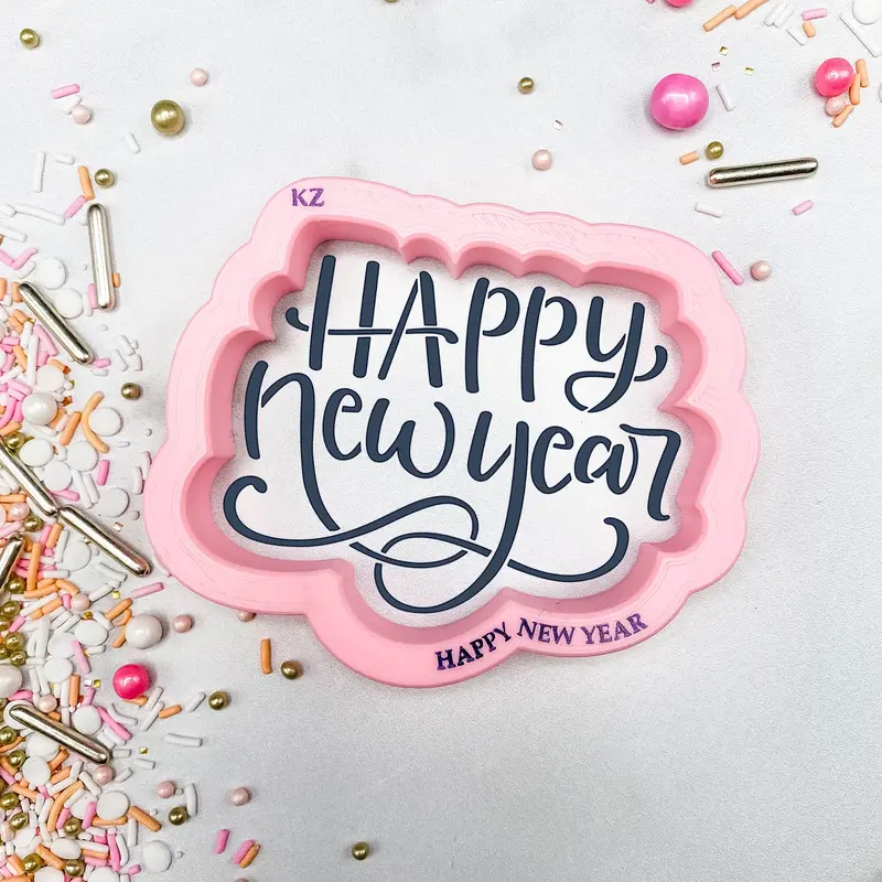 'Happy New Year' Cookie Cutter And Stencil Set 1