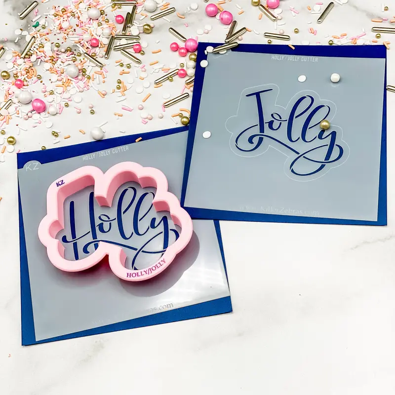 'Holly & Jolly' Holiday Cookie Cutter And Stencil Set 1
