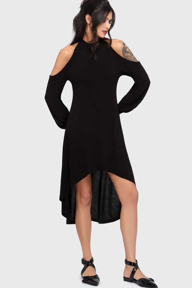 Kihilist Obsidienne Cold-Shoulder A-Line Dress 1