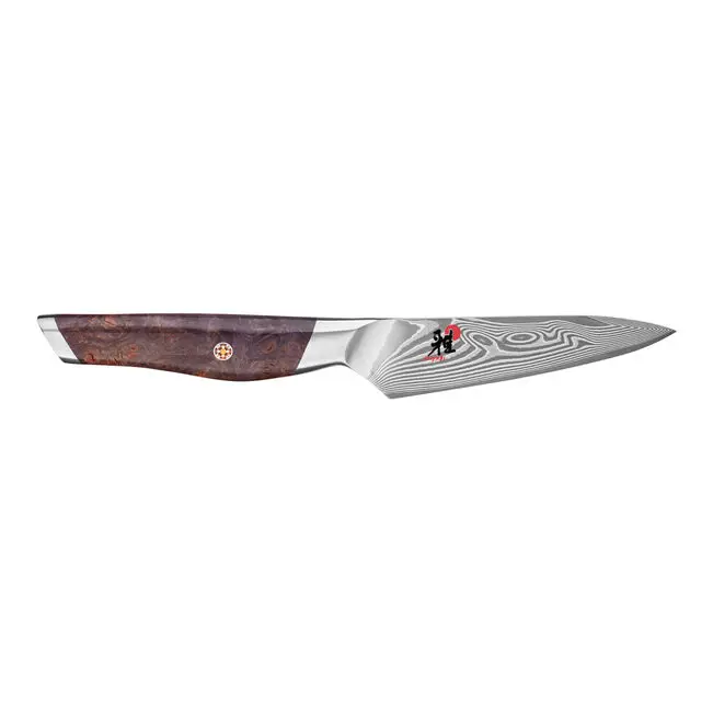 Miyabi Iki Damascus Petty Knife – 49-Layer Forged Blade, 10 Cm Smooth Edge, Hrc 66, Brown-Black Handle (1033757) 1