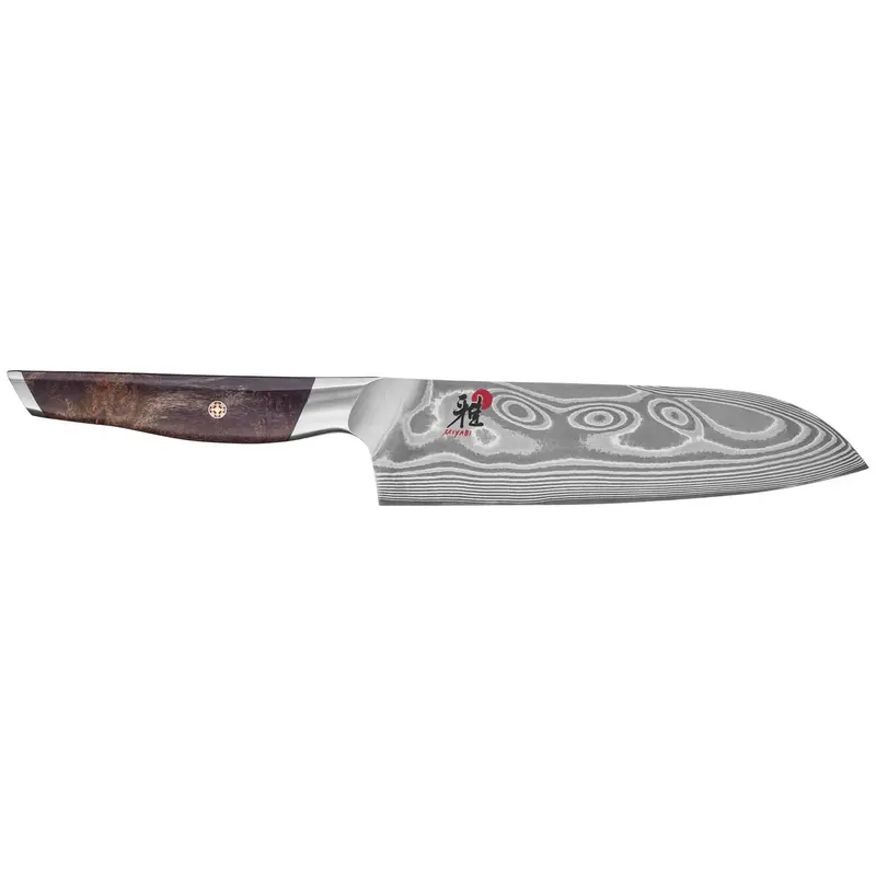 Miyabi Iki Damascus Santoku Knife – 49-Layer Forged Blade, 18 Cm Smooth Edge, Hrc 66, Brown-Black Handle (1033755) 1