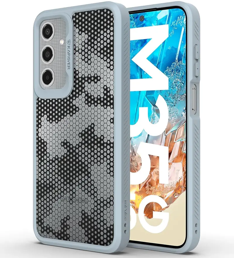 Samsung Galaxy M35 Protective Back Cover – Honeycomb Texture In Gray 1