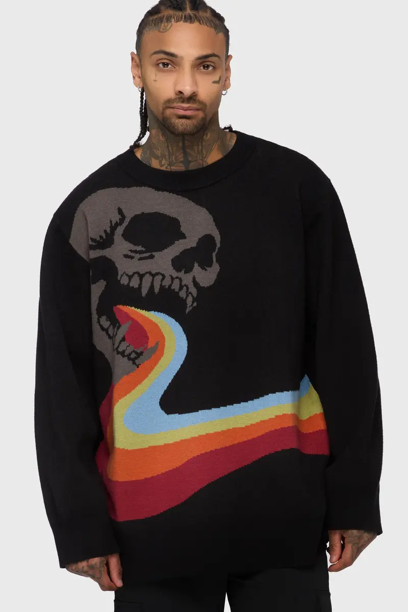 Vntgoth Jacquard-Knit Pullover Sweater 1